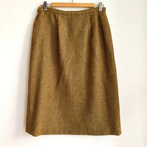 Vintage Max  Mara Micro Plaid Brown Tones Midi Skirt M